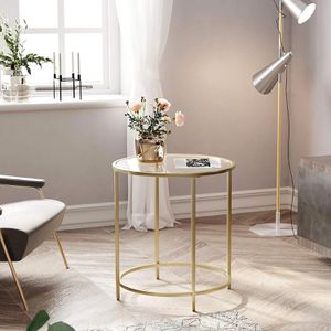 Produktbild für Beistelltisch Vasagle LGT20G, gold, aus Glas / Metall
