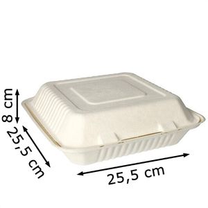 Produktbild für Menüboxen Papstar 89431 pure, weiß, aus Zuckerrohr