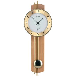 Wanduhr AMS 5266/18, Buche, Messing, analog, Funkuhr