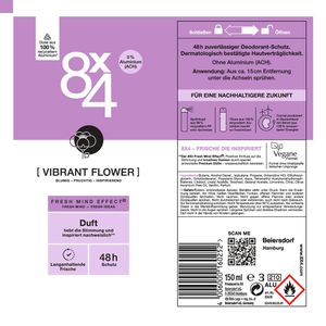 Produktbild für Deodorant 8x4 Vibrant Flower, Spray