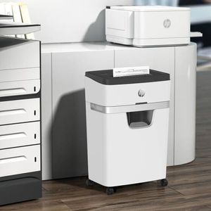 Produktbild für Aktenvernichter HP 2806 OneShred 12MC, weiß, mit Rollen