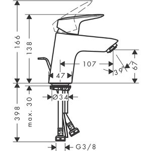 Produktbild für Waschtischarmatur hansgrohe Logis 70, 71070670, schwarz matt