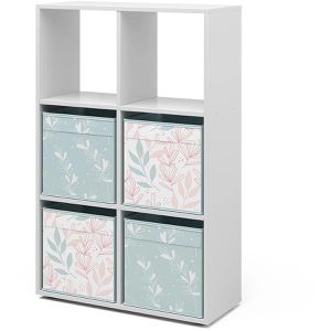 Produktbild für Bücherregal Vicco 48602, weiß, mit 4 Faltboxen