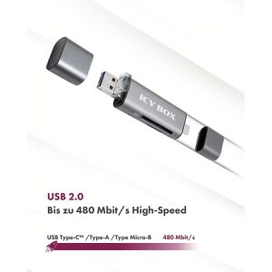 Produktbild für Kartenleser ICY-BOX IB-CR200-C, 2 in 1, USB-A/C &amp; Micro-B 2.0