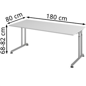 Produktbild für Schreibtisch Hammerbacher Z-Serie, lichtgrau / silber