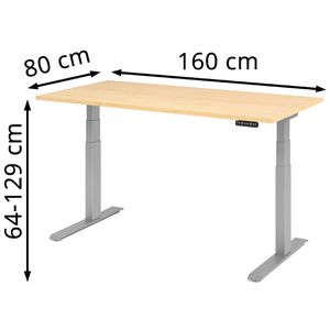 Produktbild für Schreibtisch Hammerbacher XDKB 16, ahorn / silber