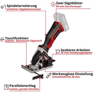 Produktbild für Handkreissäge Einhell Mini TE-CS 18/89 Li-Solo