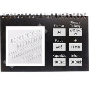 Produktbild für Drahtbinderücken Renz Ring Wire, weiß, für A4