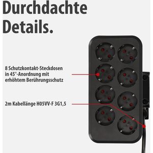 Produktbild für Tischsteckdose Brennenstuhl Estilo Duplex, mit 2m Schuko Kabel
