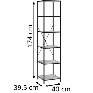 Produktbild für Bücherregal Vicco Fyrk, schwarz / beton grau