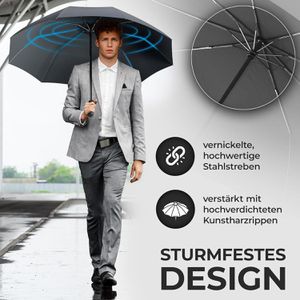 Produktbild für Regenschirm Wilford&amp;Sons grau, sturmfest