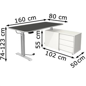Produktbild für Schreibtisch Kerkmann Move 1 Style 1772, mit Sideboard, L-Form