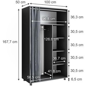 Produktbild für Kleiderschrank Vicco Doros, anthrazit