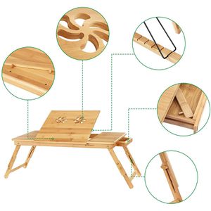 Produktbild für Laptoptisch Songmics LLD004, aus Bambus, höhenverstellbar