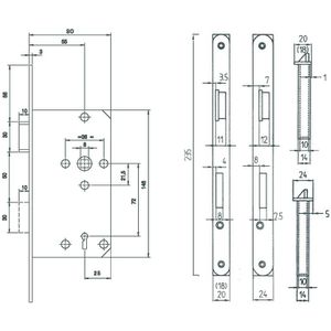 Produktbild für Einsteckschloss Bever 242 Z, DIN links
