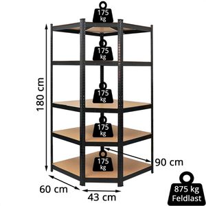 Produktbild für Schwerlastregal PROREGAL Ragnar, 5 Holzböden