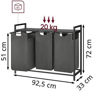 Produktbild für Wäschekorb Vasagle BLH301G01, schwarz, 3 Fächer