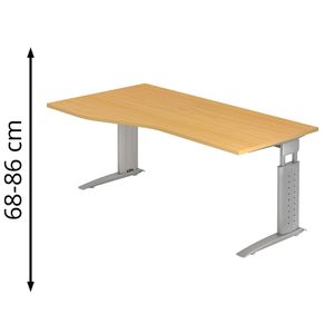 Produktbild für Schreibtisch Hammerbacher U-Serie, buche / silber