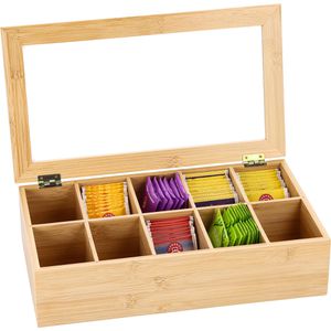 Teebox Zeller 25361, für Teebeutel, natur, aus Bambus