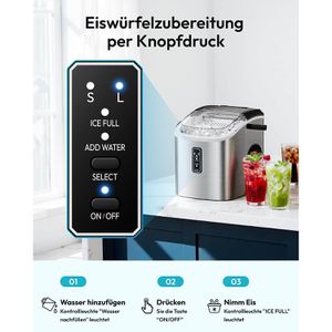 Produktbild für Eiswürfelmaschine EUHOMY Edelstahl, IM008-BBL, silber