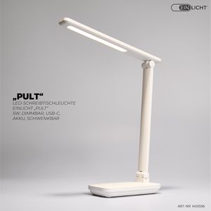 Produktbild für Schreibtischlampe EinLicht Pult, weiß, LED, dimmbar