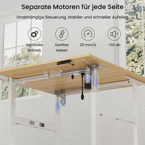 Produktbild für Schreibtisch FlexiSpot EH1W, Doppelarbeitsplatz, ahorn / weiß