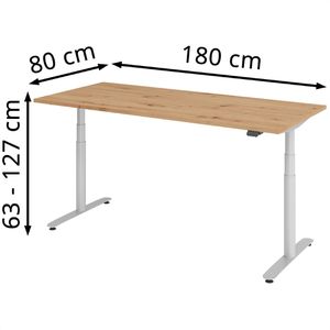 Produktbild für Schreibtisch Hammerbacher XDLR19, asteiche / silber
