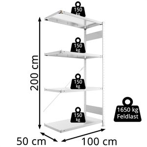 Produktbild für Anbauregal META-Regalbau 20094955, 4 Metallböden
