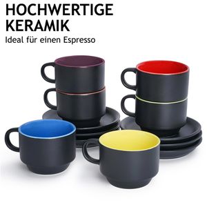 Produktbild für Espressotassen Miamio Le Papillon, schwarz/farbig