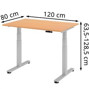 Produktbild für Schreibtisch Hammerbacher XDSM 12, buche / silber