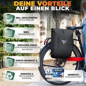 Produktbild für Gepäckträgertasche Mivelo Primus, schwarz, 20 Liter