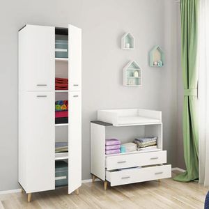 Produktbild für Mehrzweckschrank VCM Landos 917532, weiß / honig-eiche