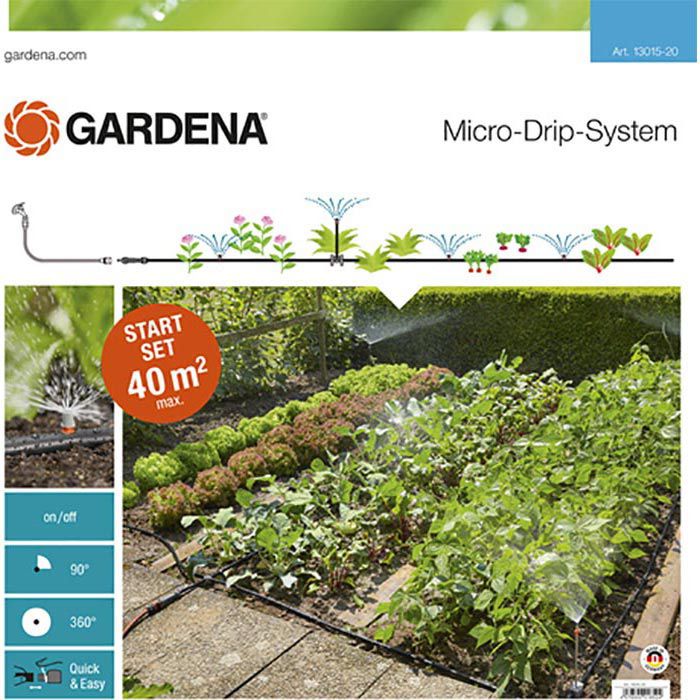 Gardena Micro-Drip-System Start Set Pflanzflächen, Gemüsebeete und für 40m² Blumen- Böttcher – 13015-20, AG