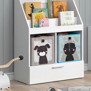 Produktbild für Bücherregal Vicco Luigi, weiß, mit 2 Faltboxen