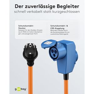 Produktbild für Verlängerungskabel Goobay 76222, für außen IP44