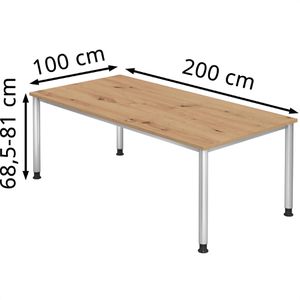 Produktbild für Schreibtisch Hammerbacher H-Serie, asteiche / silber