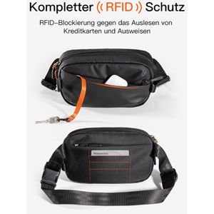 Produktbild für Bauchtasche Inateck Sling Bag X-Mini, aus Polyester, schwarz