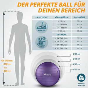 Produktbild für Gymnastikball Tresko Anti-Burst, mit Luftpumpe