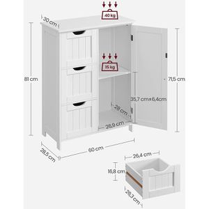 Produktbild für Badschrank Vasagle BBC49WT, mit 4 Füßen, weiß
