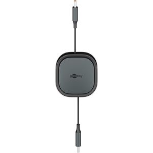 Produktbild für Ladekabel Goobay 77424 Aufrollkabel, schwarz, 1m