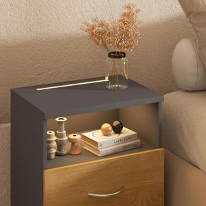 Produktbild für Nachttisch CASARIA Jamie, 109660, braun / anthrazit
