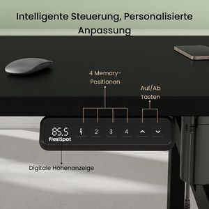 Produktbild für Schreibtisch FlexiSpot EH1B, Doppelarbeitsplatz, schwarz
