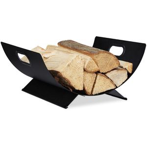 Kaminholzkorb Relaxdays 10034189, schwarz