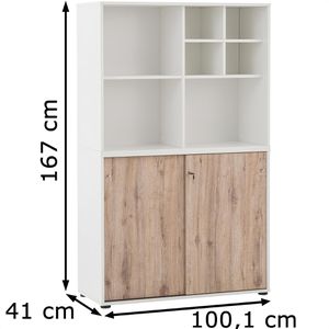 Möbelpartner Kombischrank – aus Serie Holz, Schiebetüren, weiß mit AG 100,1x167,2x41cm, 400, / Böttcher eiche