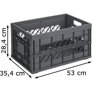 Klappbox 45 Liter schwarz grau - 53 x 39 cm - Universal Faltbox