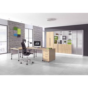 Produktbild für Schreibtisch Hammerbacher H-Serie, eiche / silber