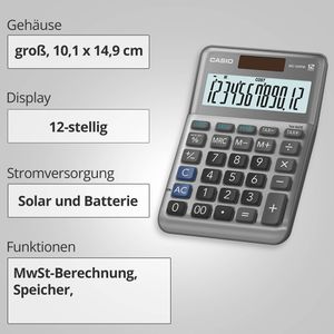 Produktbild für Taschenrechner Casio MS 120 FM, mit MwSt-Berechnung