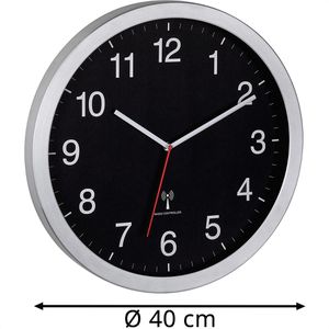 Produktbild für Wanduhr TFA 60.3545.01, Aluminium, analog, Funkuhr