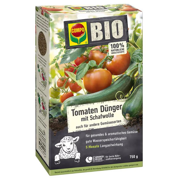 Compo Dnger Bio Tomaten Langzeitdnger, Langzeitwirkung bis 150 Tage, mit  Schafwolle, 750g  Bttcher AG