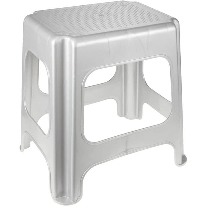Keeeper Sitzhocker Maxi-Hocker, bis 150 kg, Kunststoff, light silver, 41 x 42,5 x 33,5cm – Böttcher AG